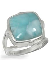 Sterling Silver Cross Band Ring with Larimar (BTS-NRB0763/LR)