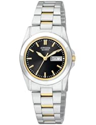Citizen Quartz Stainless Steel Black Dial Womens Watch - EQ0564-59E