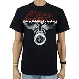 Merchandise - Saxon - Wings Of Steel Flames Band T-Shirt, schwarz, Größe:L von Saxon