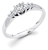 14k White Gold 5 Five Stone Round Diamond Engagement Anniversary Ring Band (1/2 cttw, 1/3 ct Center, G-H Color, SI1 Clarity)