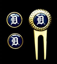 Detroit Tigers Divot Tool Golf Ball (2) Marker Set Mlb