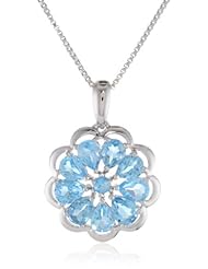 Sterling Silver Gemstone Flower Pendant Necklace (1.80 cttw)