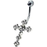 GEM CROSS Dangle Belly Button Ring
