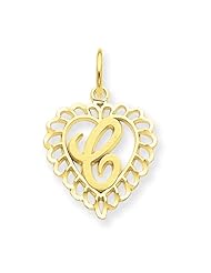 14k Yellow Gold Initial C Charm Pendant. Metal Wt- 0.87g