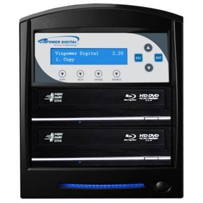 Vinpower Digital SharkBlu-S2T-BK Black Bluray / DVD / CD Hard Drive To 2 Target Duplicator with 12X Blu-ray Burner and 500G Hard Drive & USB 3.0 Multi-File CopyConnect