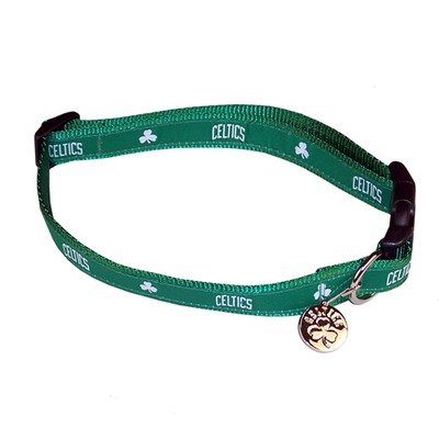NBA Dog Collar Team: Boston Celtics, Size: Medium / Large (1" W x 16" - 26" L)