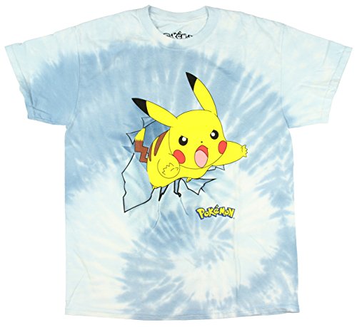 Pokemon Pikachu Crash Mens Tie Dye Shirt (Large 42/44)