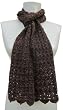 Handmade Pure Alpaca Natural Fiber Winter Small Scarf - Crocheting Masterpiece in Brown and Black Thin Yarn (100% Crocheted By Hand)