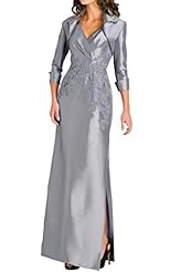 2015 Slit Lace Taffeta Mother-of-the-Bride Dress 