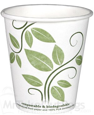 Bgreen's 100% Biodegradable, 100% Compostable Paper PLA-Lined 8 Oz Hot Cup (Package of 50)