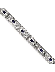 Sterling Silver Blue And Clear Cz Bracelet, Best Quality Free Gift Box Satisfaction Guaranteed
