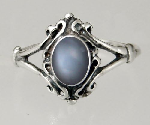 A Sweet Sterling Silver Victorian Ring With Grey Moonstone Made in America