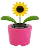 Solar Powered Plastic Sunflower Flip Flap Dancing Decoration (Assorted Colors) - 4-1/2"