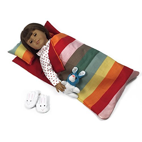 Doll Bedding Striped Pattern Reversible Sleepover Doll Bag for 18