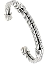 Sterling Silver Spiral-inspired Cuff Bracelet, 3/8 inch wide