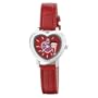 Armitron Women's 9100026 Character Silver-Tone Heart Shaped Betty Boop Analog Red Leather Strap Watch