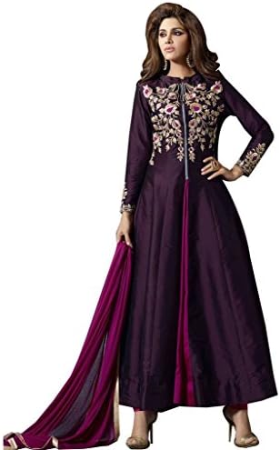 KMOZI Women's Beautiful Anarkali Suit Purple Free Size