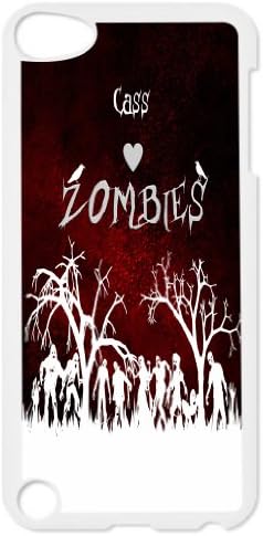Rikki KnightTM "Cass" Loves Zombies on Red Grunge Personalized with Name Design iPod Touch Black 5th Generation Hard Shell Case