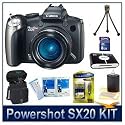 Canon Powershot SX20IS 12.1MP Digital Camera with 20x Wide Angle Optical Image Stabilized Zoom and 2.5-inch Articulating LCD Bundle w/ 8GB SD Memory, Card Reader, Case, 4AA and Charger, Tripod, LCD Protectors and Lens Cleaning Kit