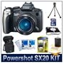 Canon Powershot SX20IS 12.1MP Digital Camera with 20x Wide Angle Optical Image Stabilized Zoom and 2.5-inch Articulating LCD Bundle w/ 8GB SD Memory, Card Reader, Case, 4AA and Charger, Tripod, LCD Protectors and Lens Cleaning Kit