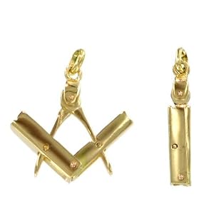 Pendentif Equerre Compas ouvrant Franc-Maçon Or
