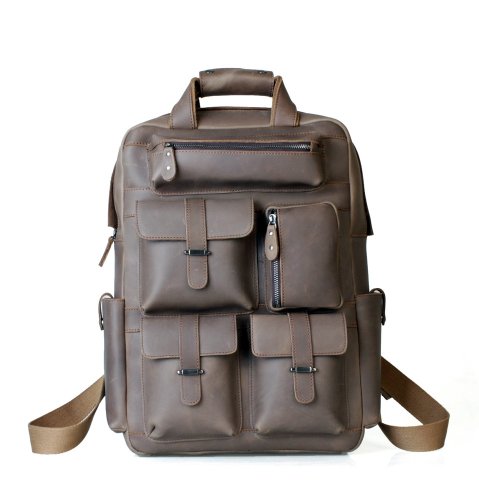 Kattee Multi Pockets Genuine Leather Large Luggage Backpack