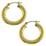 10 Karat Yellow Gold 4x20mm Flat Hammered Hoop Earrings