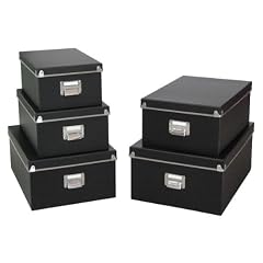 Zeller 17950 Boxen-Set, 5-teilig, Pappe (40 x 29 x 17; 38 x 27.3 x 15.5; 35.5 x 24.5 x 14.5; 33.5 x 22.5 x 13.5; 30.5 x 19.7 x 12.5), schwarz