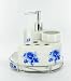 Blue Roses Bathroom Bath Accessory Set Compact