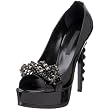 Ruthie Davis Women's Odyssey Open-Toe Pump,Black/Sapphire,6 M US