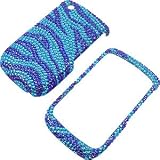 Rhinestones Shield Protector Case for BlackBerry Curve 8520 8530, Blue Zebra Stripes Full Diamond