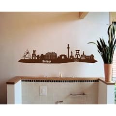 Wandtattoo Bottrop Skyline Wandaufkleber in 13 Gr��en und 22 Farben (110x27cm schwarz)
