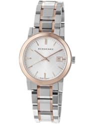 Burberry Womens BU9105 Large Check Two Tone Stainless Steel Bracelet Watch