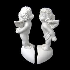 Deko Engel auf Herz Wei� Kunststein (H�he 10 cm, 2er Set)