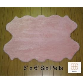Faux Sheepskin Fur Pelt 6' x 6' (PINK)