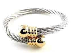 Magnetic Bracelet Stainless Steel Wire Knob Gold End - Large