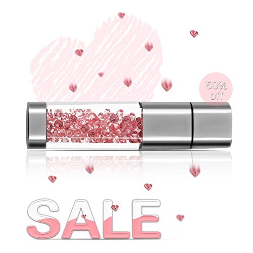 Techkey 16gb jewelry crystal usb flash drive with 2 in 1 anti dus…