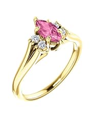 10K Yellow Gold 8.00x4.00mm Marquise Cut Pink Sapphire and Diamond Ring -- LIFETIME WARRANTY