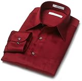  : Geoffrey Beene Men's Long Sleeve Wrinkle Free Full Cut Sateen Solid Shirt, Cinnabar Red, 15 - 32/33