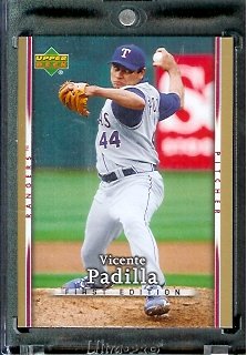 2007 Upper Deck First Edition Baseball Card #157 Vicente Padilla Texas Rangers - Mint Condition - In Protective Display Case !
