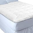 White Goose Topper Feather and Down Baffle Box Featherbed Mattress Cover Top - Queen Bed Size