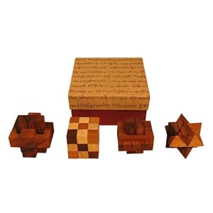 Handmade 4-Game Wood Puzzles Gift Set by 