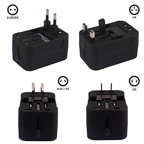 Universal All in One World-wide Travel Adapter USB Charger with Dual USB Charging Ports, Apply to Multiple Countries.