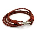 Reddish Brown Double Cord Braided Leather Bracelet With Steel Shrimp Clasp