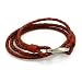 Reddish Brown Double Cord Braided Leather Bracelet with Steel Shrimp Clasp