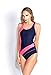 EBMORE® Womens Classic Athletic Backless Sport One Piece Swimsuits Bathing Suit (US 4-6= M, Blue A)