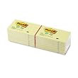 3M Post-It Recycled Notes, 3 X 5, Canary Yellow, 12 100-Sheet Pads/Pack
