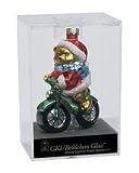 3.5 Bear On Motorcycle Glass Christmas Ornament #822006