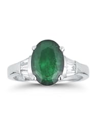 2.92 Solitare Emerald Ring With Diamond