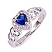Psiroy 925 Sterling Silver Heart Shaped Created Blue Sapphire Filled Halo Engagement Ring